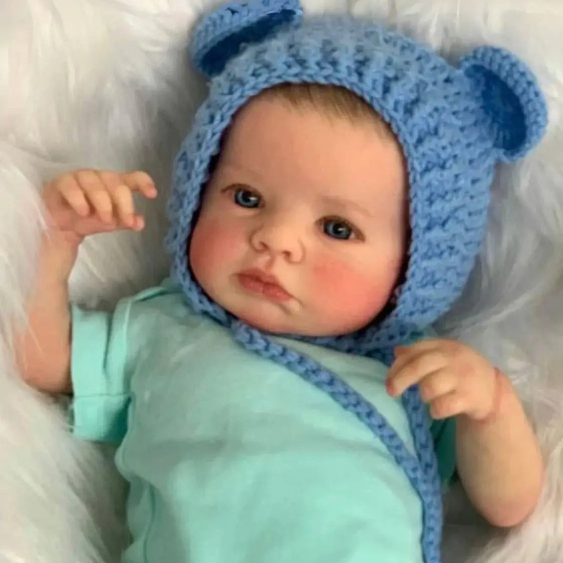 Mila – 50 cm bedårande Reborn bebisdocka med klara blå ögon & handmålat hår