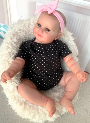 Reborn-bebisdocka Maddie – Leende Flicka med Synliga Ådror, 19 tum Naturtroget Mästerverk