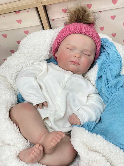 Amelie – 60 cm bedårande sovande Reborn bebisdocka med mjuk gosig kropp