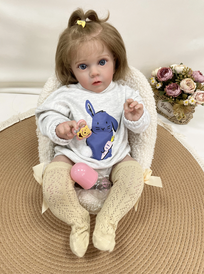 Clara – 60 cm bedårande Reborn bebisflicka med handrotat hår & verklighetstrogen 3D-hud