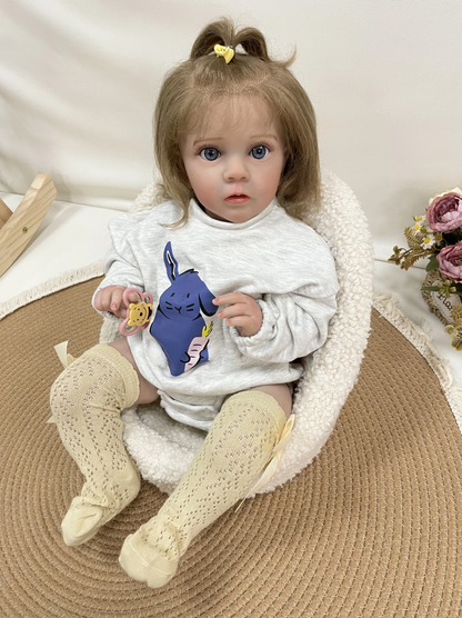 Clara – 60 cm bedårande Reborn bebisflicka med handrotat hår & verklighetstrogen 3D-hud