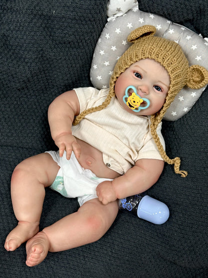 Emilia – 50 cm bedårande Reborn bebisdocka med blå ögon & helkropp i vinyl