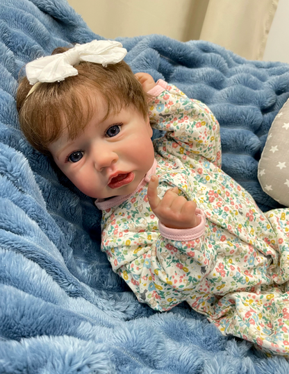 Maya – 55 cm bedårande sovande Reborn bebisflicka med helkropp i vinyl & 3D-målad hud