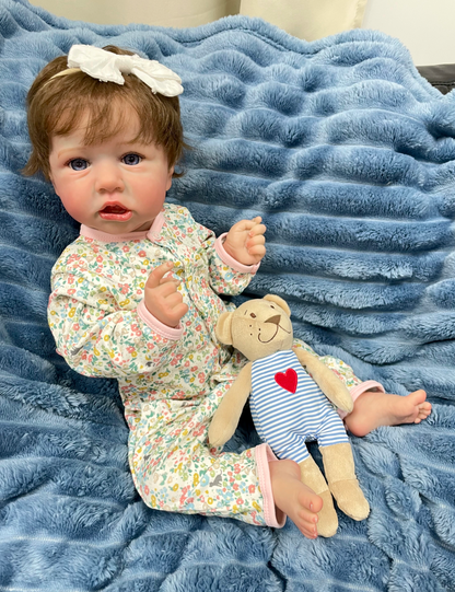Maya – 55 cm bedårande sovande Reborn bebisflicka med helkropp i vinyl & 3D-målad hud
