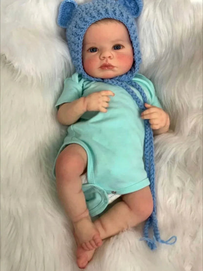 Mila – 50 cm bedårande Reborn bebisdocka med klara blå ögon & handmålat hår