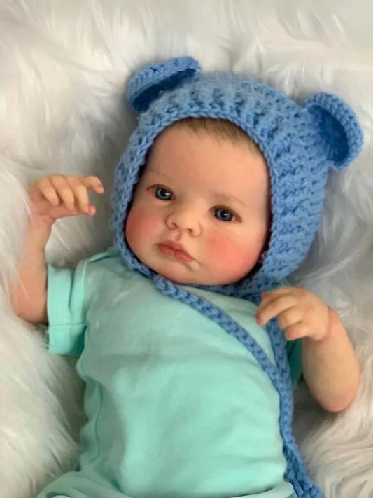 Mila – 50 cm bedårande Reborn bebisdocka med klara blå ögon & handmålat hår