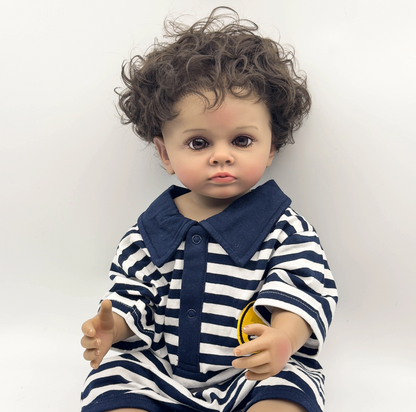 Tutti – 55 cm bedårande Reborn bebispojke med handrotat hår & helkropp i mjuk vinyl